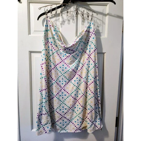 LuLaRoe Maxi Skirt Women's Size 2XL Long Unlined Pull On White Geometric - Picture 4 of 11